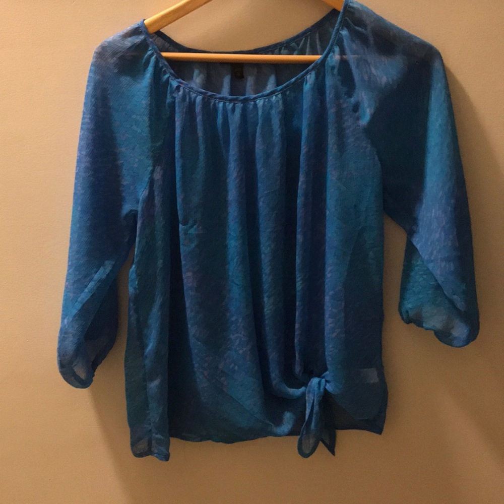 Blue blouse with tie front